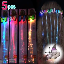 1-5pcs Girls LED Hair Clips Butterfly Light Up Hair Braid Women Festival Hairpins Glowing Barrettes Party Cosplay Flash Hair Wig