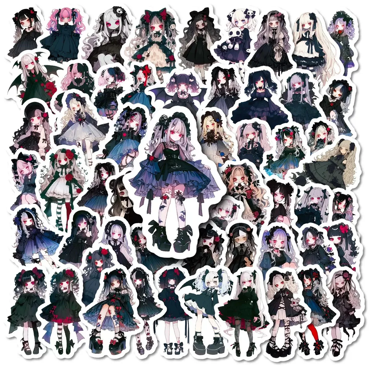 

10/56pcs Anime Dark Goth Witch Girl Stickers Waterproof Cool Graffiti Skateboard Laptop Motorcycle Vinyl Gothic Horror Sticker