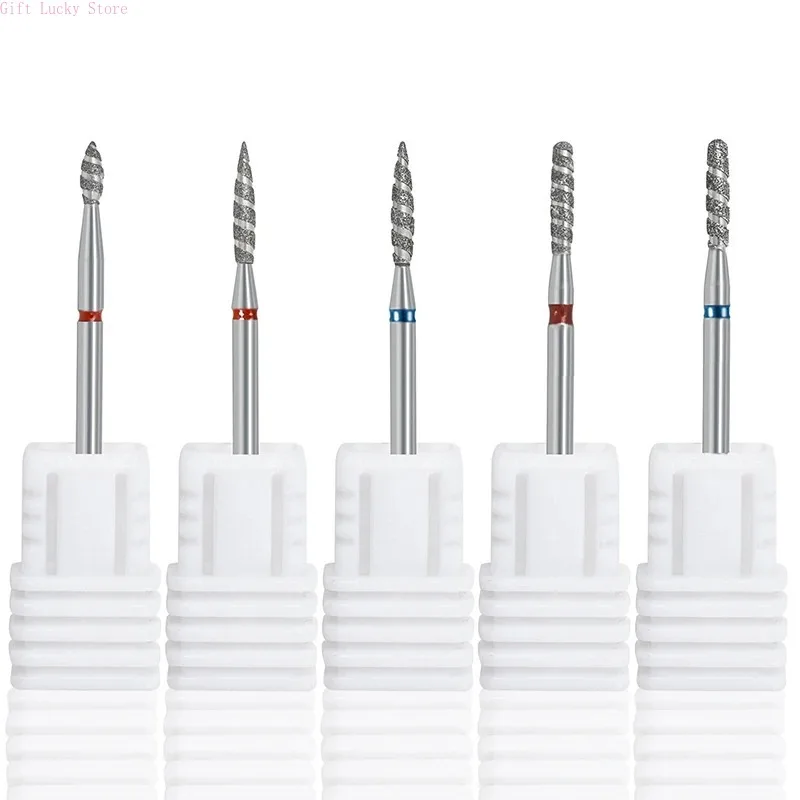 Rotary Burr Drill Accessories Spiral Nail Polishing Mills Tool Diamond Nail Bits Tornado Flame Cuticle Drill Bit Manicure Cutte
