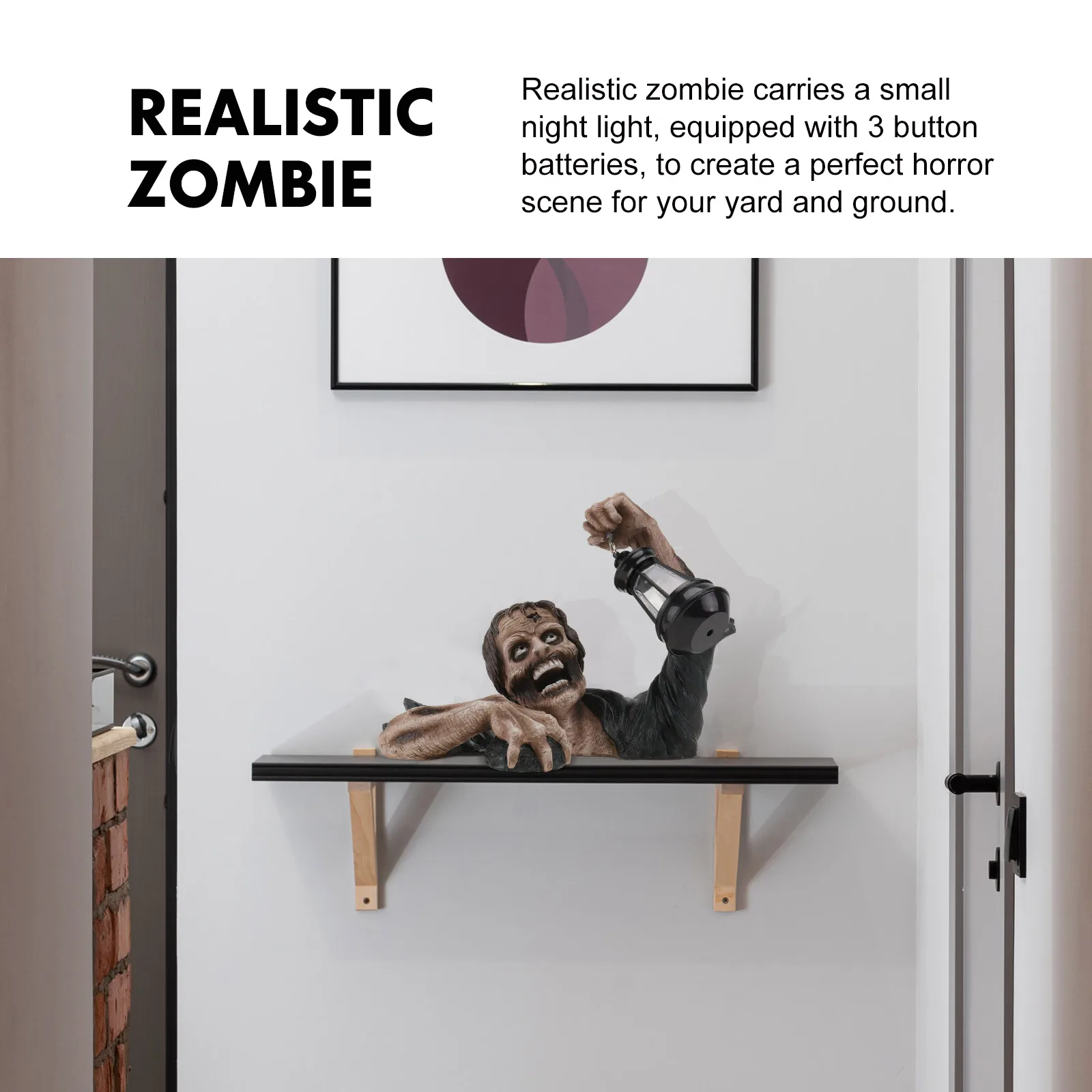 

Sculpture Halloween Garden Statue Zombie Figurine Ornaments Lawn Landscape Lamp Resin Decorative Artware Night Light
