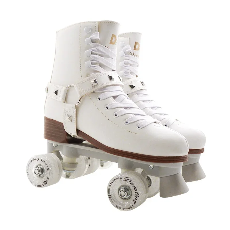 White Boots Roller Skate Shoes Quad Roller Skates Professional Skates