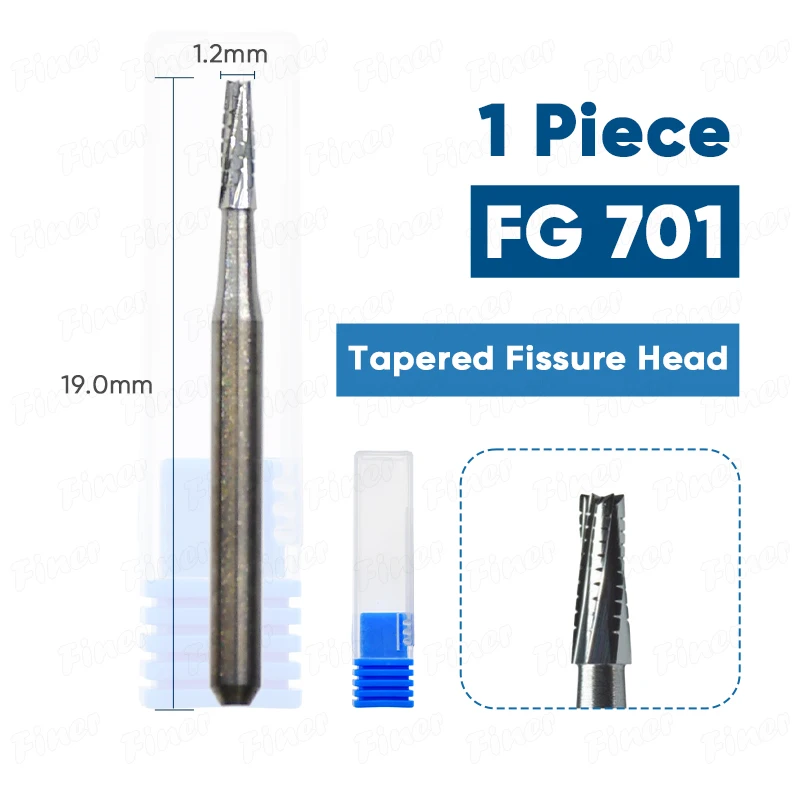 1Pcs Dental Tungsten Carbide Burs Strawberries Drills Tapered Fissure Cross Cut Head FG for High Speed Turbine Shank Diameter