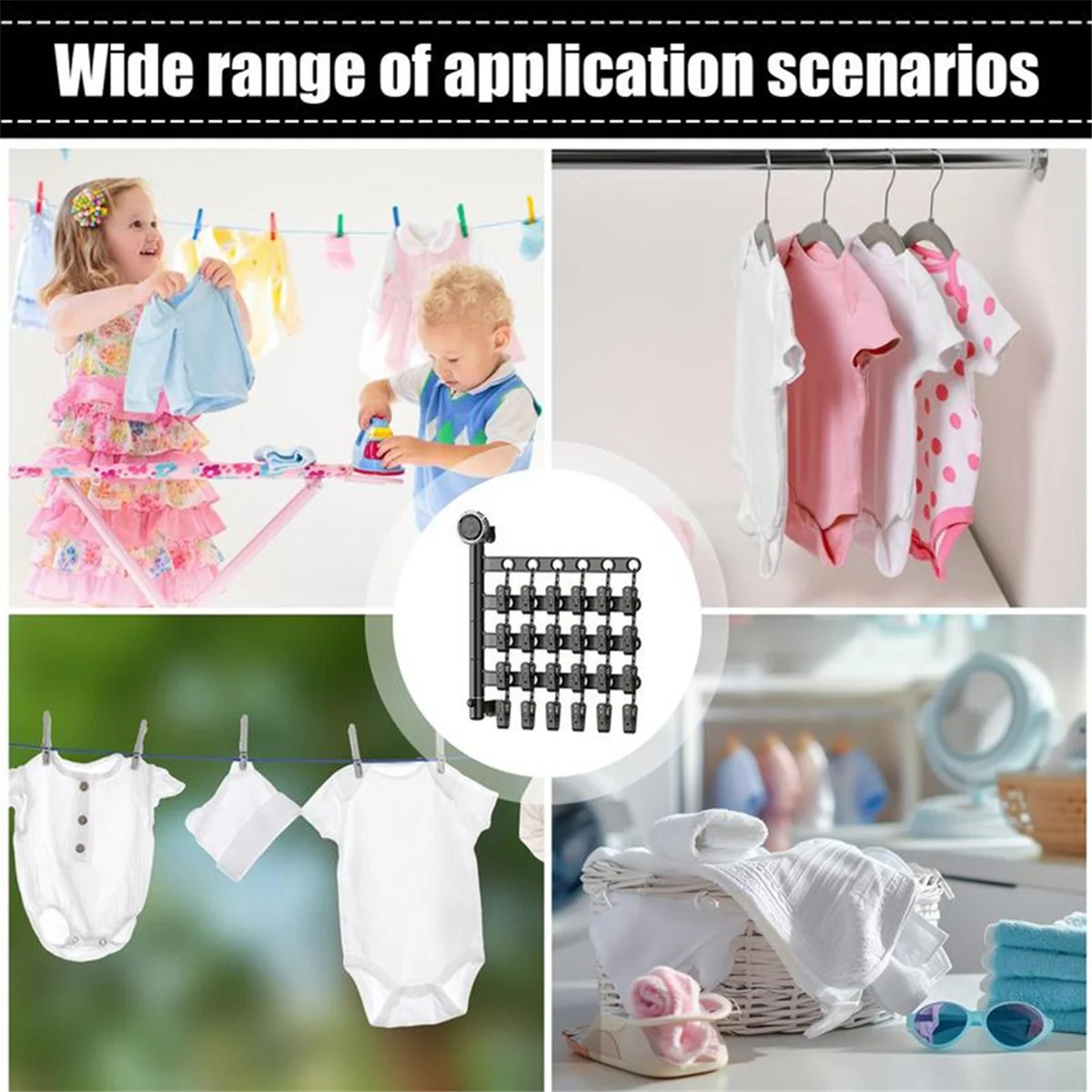 Multi-Functional Drying Rack Socks Underwear Laundry Storage Multi-Clip Wall-Mounted Artifact Balcony Folding Rack A