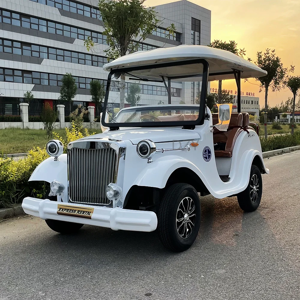 2025 Novo design cor azul escuro novo design 14 lugares 4 rodas 72V 5Kw carros clássicos de turismo elétrico vintage