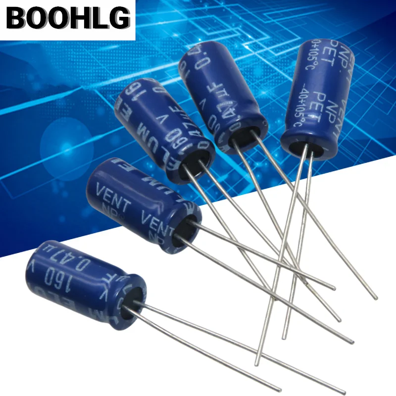 10PCS audio frequency division 0.47uf 160v vertical NP non-polar electrolytic capacitor 160v 0.47uf 6X11mm