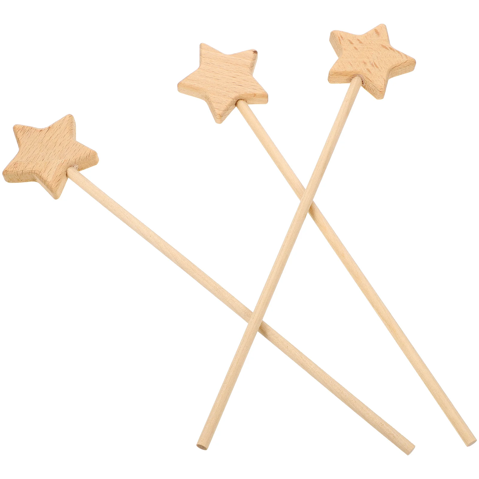3 Pcs Fairy Wand Unfinished Kids Performance Props Wooden Blank DIY Wands Girls Star Sticks