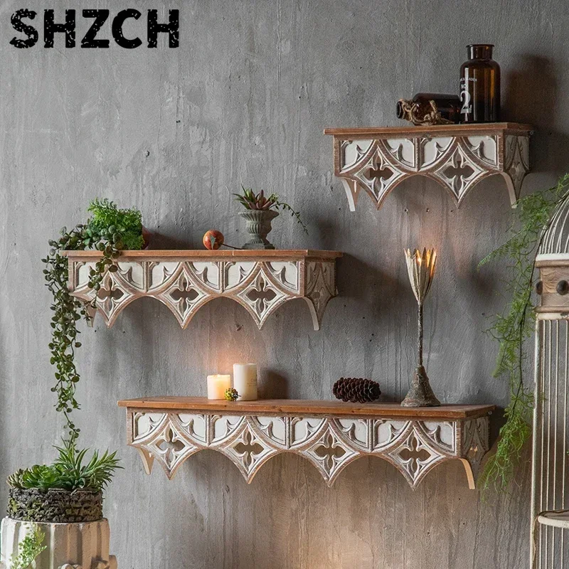 Gothic Revival Floating Wall Shelves, Handcrafted Cathedral-Inspired Home Decor with Quatrefoil Design