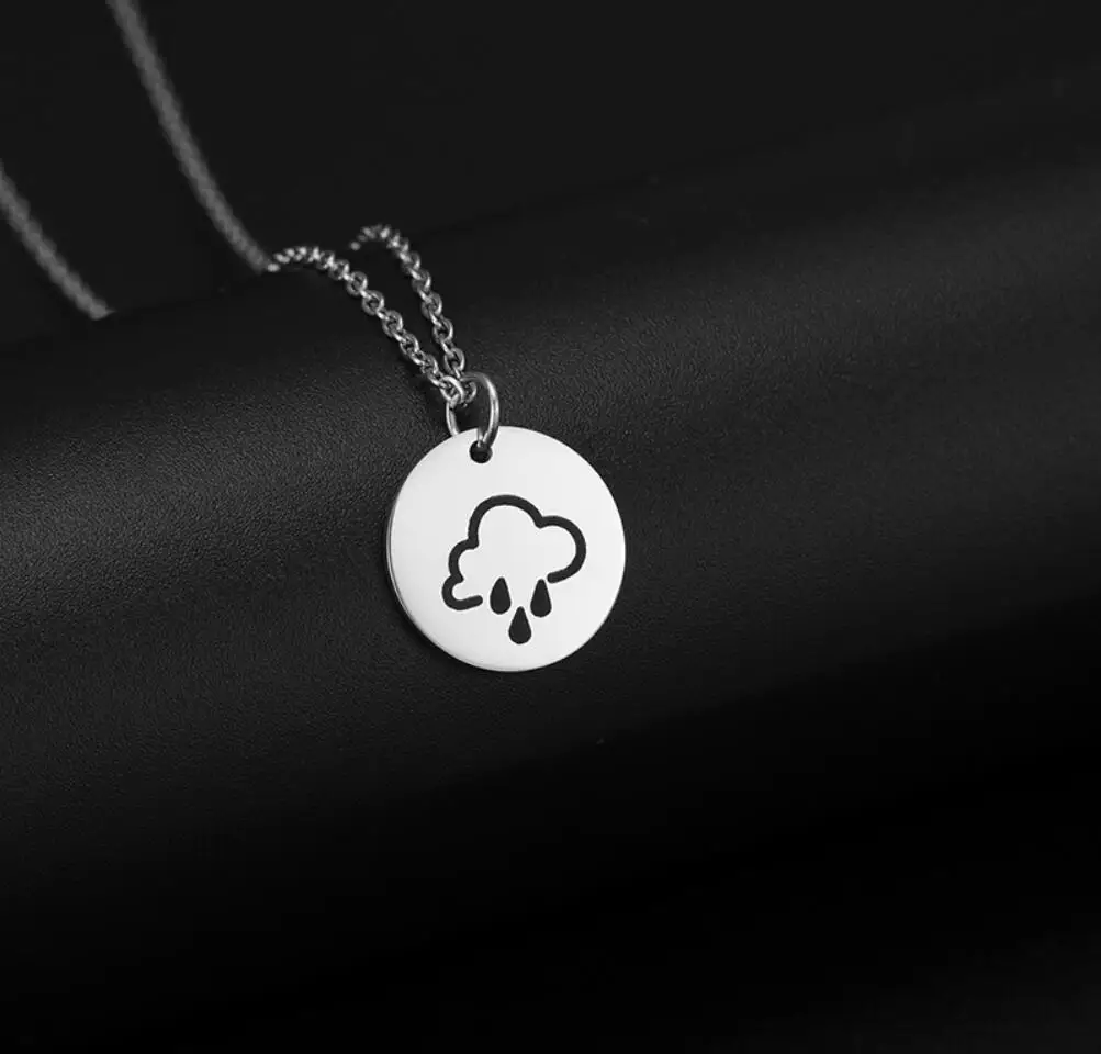 1PC New Fashion Rain Cloud Necklaces for Women Men  Weather Stainless Steel Pendant Jewelry Birthday Gift F1529
