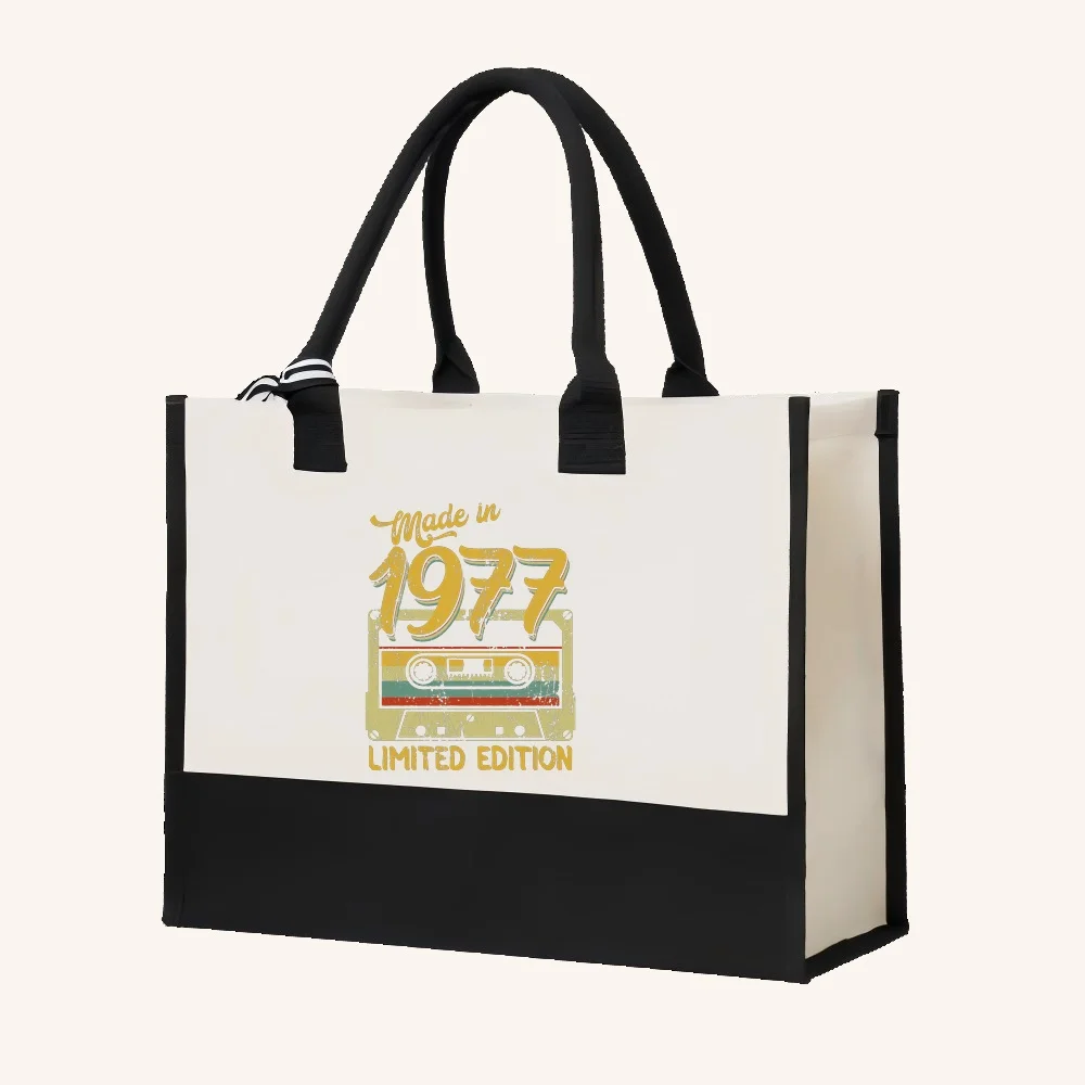 صنع في 1977 طبعة 2026 وصول جديد موضة عملية واسعة قابلة لإعادة الاستخدام حمل حقيبة نمط طباعة 2 لهجة الثقيلة كبيرة #4