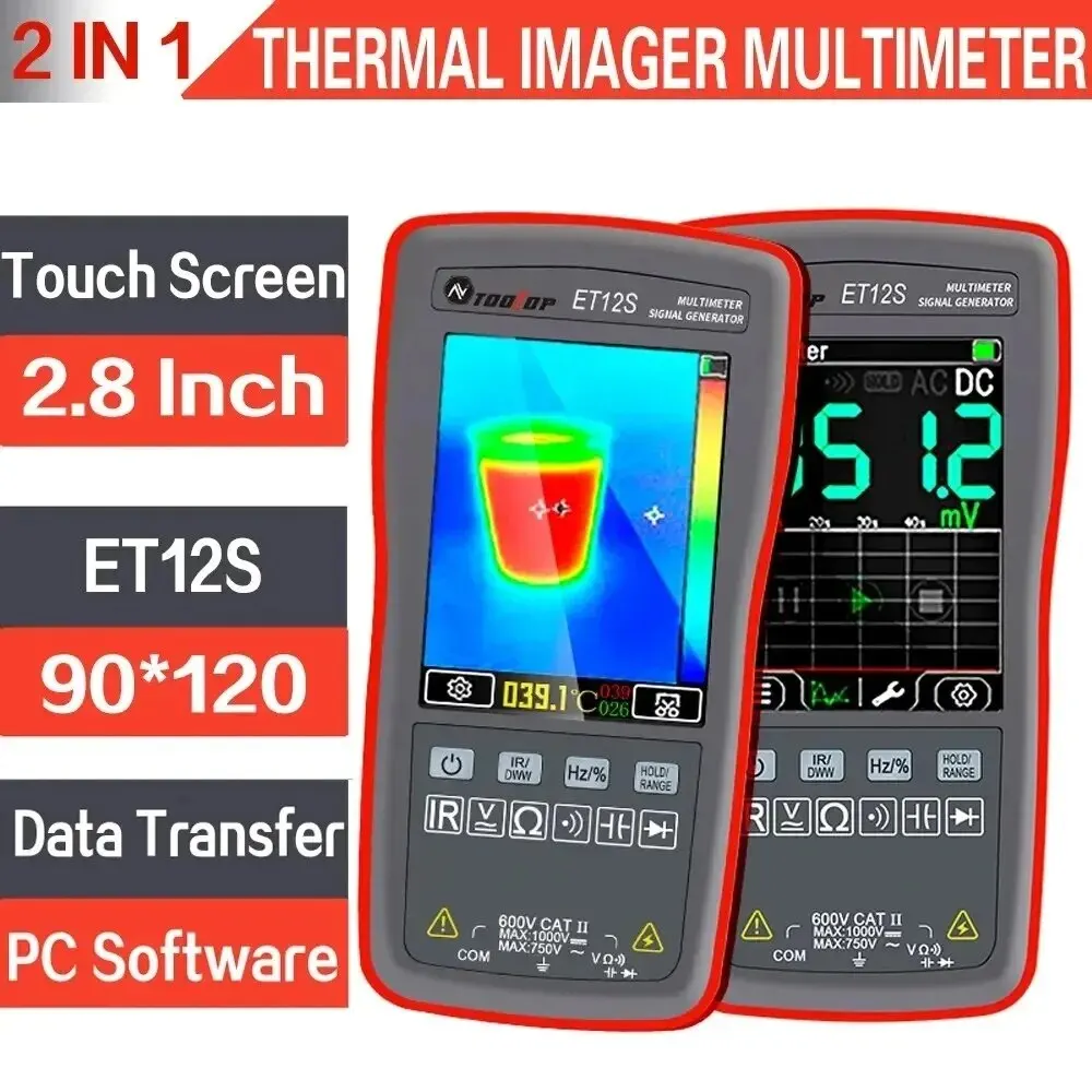 TOOLTOP Thermal Imaging Camera Multimeter 2 IN 1 Thermal Imager 2.8-Inch Touch Screen IR Camera Solar Circuit Automotive Detect