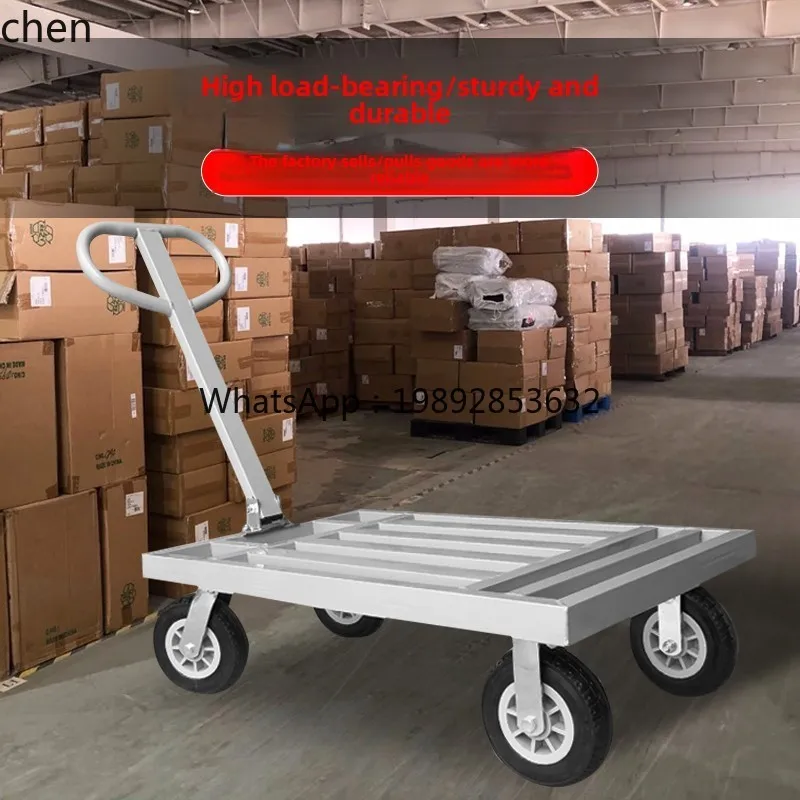 trolley pulling goods, cattle flat trolley warehouse factory handling steel square tube trolley