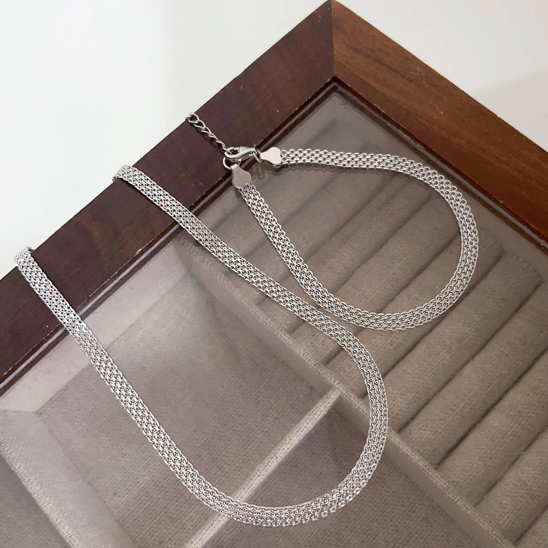 

S925 sterling silver French vintage woven bracelet necklace summer light luxury versatile jewelry high-end sense jewelry