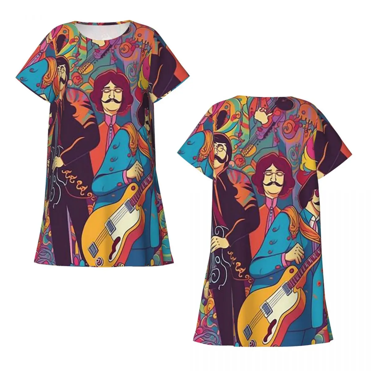 Custom Beatle Submarine Short Sleeves Nightdress For Sleeping Sleepshirts Women Short Sleeve Nightgowns Soft Pajama Dress