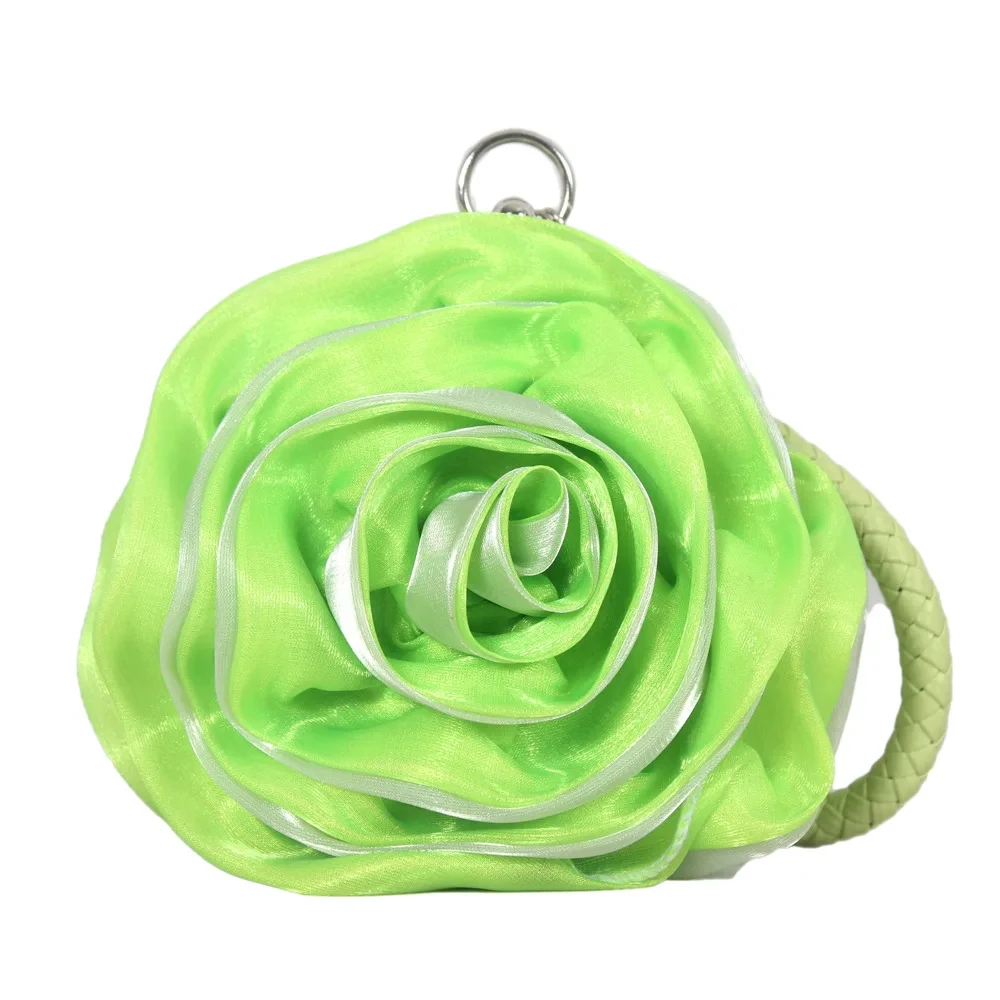 Large size three-dimensional rose flower bag for bride's wedding banquet, silk camellia flower bag, foreign trade dress, evening