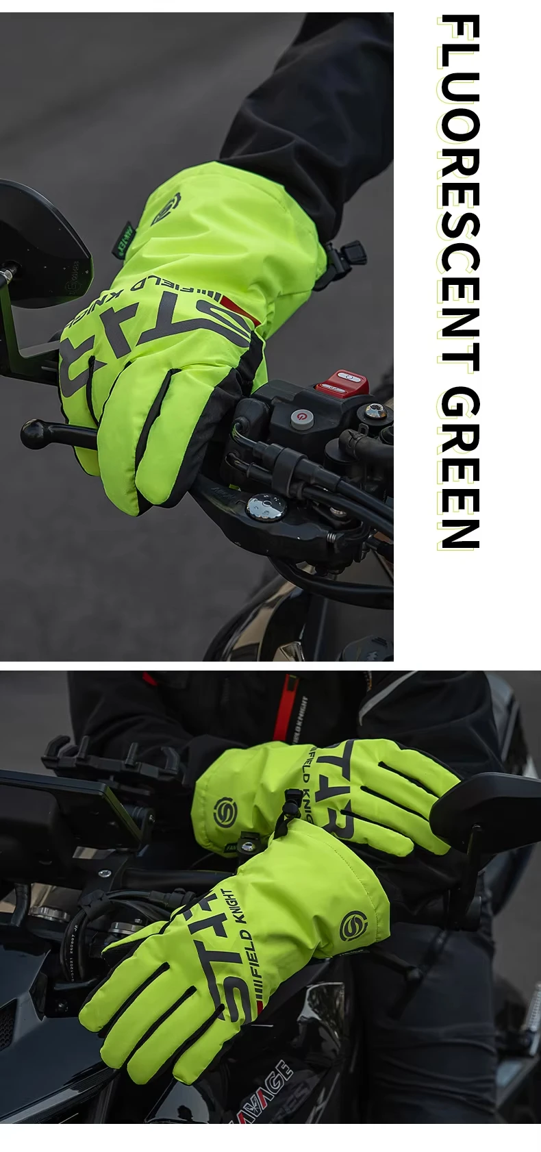 Vier-Jahreszeiten-wasserdichte Motorradhandschuhe, Touchscreen-kompatible, warme, regenfeste Handschuhüberzüge für Motorradreisen und Motorradfahren. – Detail 14