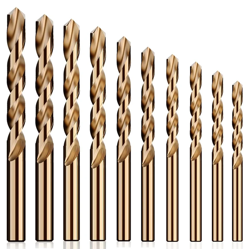 10Pcs Titanium Drill Bit Set HSS Drill Bit Tool for Stainless Steel Iron Wood Plastic Metal Copper Alloy Woodworking Hole Opener
