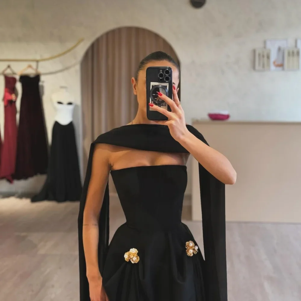 اللؤلؤ الزهور الديكور الأوشحة الطويلة الجلباب دي سواريه أربعة اتجاهات تمتد فساتين الحفلات ألف خط فستان حفلة موسيقية مخصص