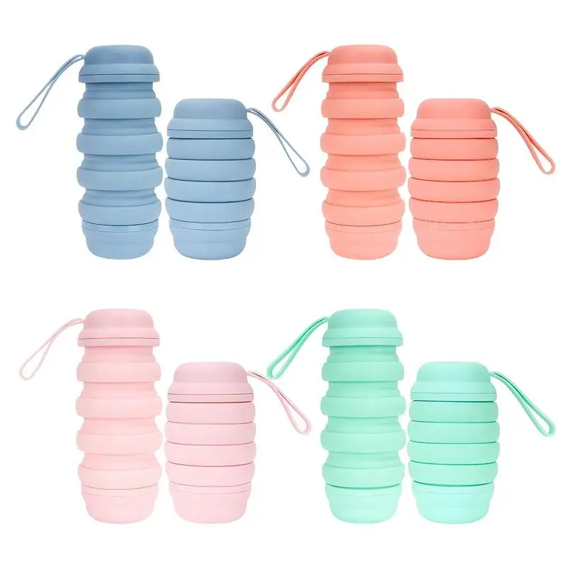 500ML Silicone Water Bottle Foldable Leak Proof Portable Sports Travel Water Bottles For Outdoor Travel Gym Hiking