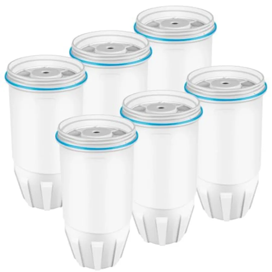 

Water Filter Replacement Fits for ZERO Pitcher, 6 Pack Water Filters Replacement for ZR-001, ZR-017, ZD-010RP, ZP-010, 5 Stage