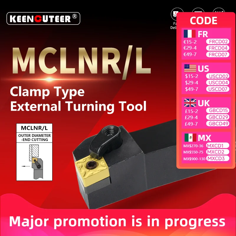 

MCLNR1616 MCLNR2020 MCLNR2525 MCLNR3232 External Turning Tool MCLNR MCLNL Lathe Bar Turning Holder CNC Cutting Tool Cutter Bar