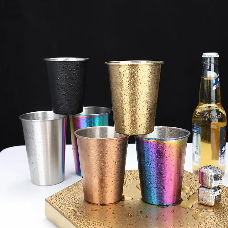 Korean 304 Stainless Steel Beer Beverage Coffee Cup Large Capacity Cold Drink Water Cup 500ml Desk Decoration  Decor