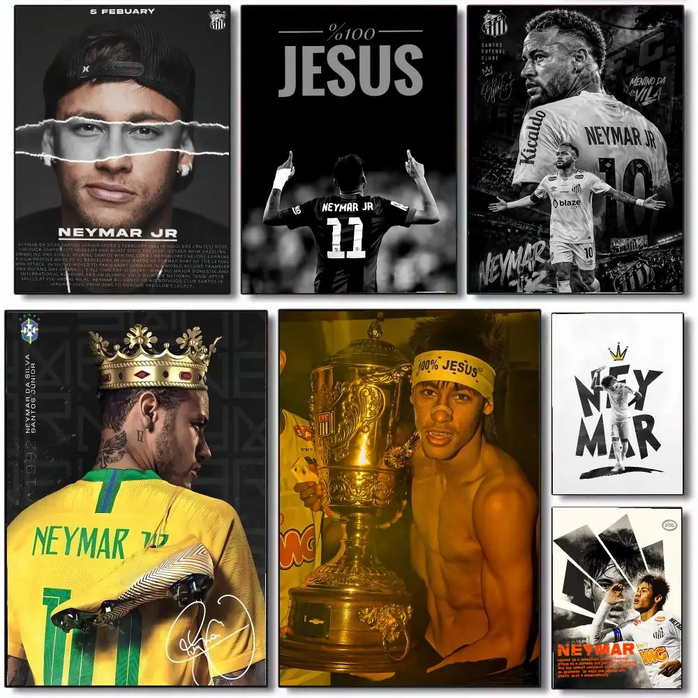 Sports Star N_Neymars Poster Wall Art Printed Decor Sticker Stylish Home Gift for Living Room Bedroom Corridor Cafe