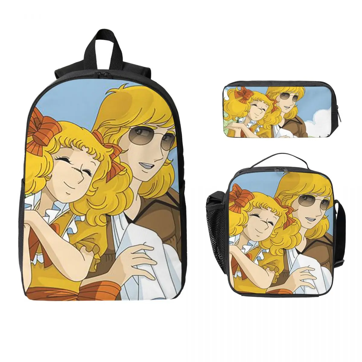 Candy Candy Anime Backpack Student BookBag School Bag Computer Shoulder Bags 3ps Insulated Lunch Bag Pencil Case
