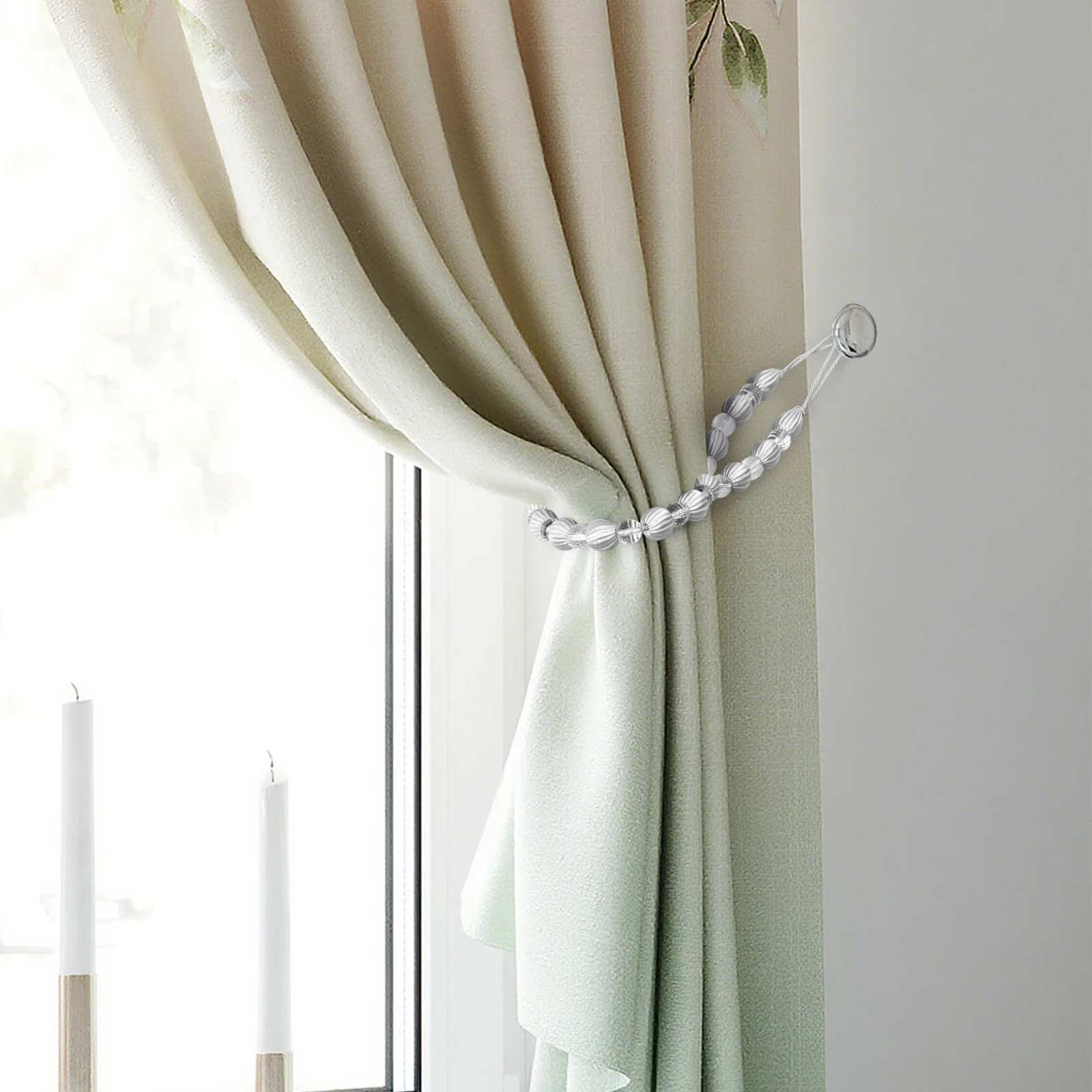 

2 Pcs Crystal Bead Curtain Ties Curtains Holders Backs for Drapes Tiebacks Fastener Hook up Clip