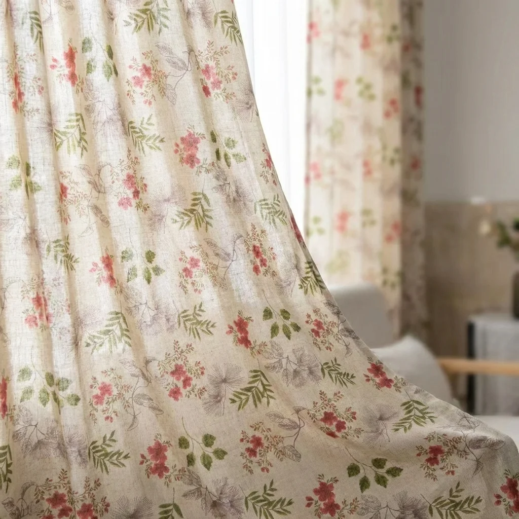 1PC French Luxury Transparent Curtain, Elegant Floral Pattern, Pierced Design, Living Room Floor-To-Ceiling, Bedroom Balcony, St