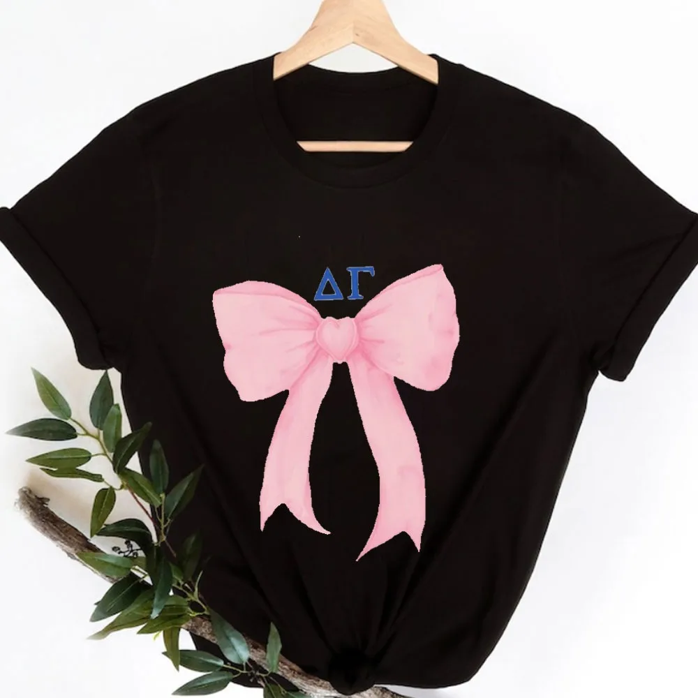 Coquette Bow Sorority Women Tshirt Gift for College Rush Greek Alphabet Sorority Gift Tee Hellenic Life College Pride Tee Tops