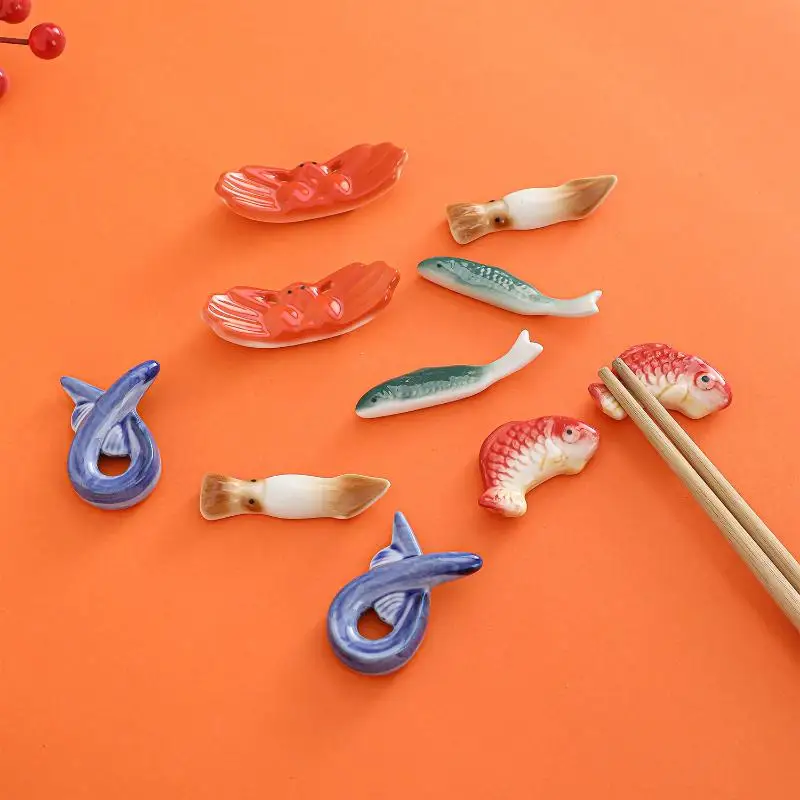Minimalist Fish Shape Ceramic Chopsticks Holder Versatile Spoon Fork Rest Neutral Sushi Rack for All Kitchen Decor Styles