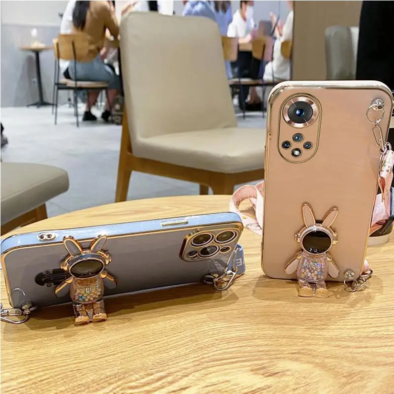 Candy Rabbit Lanyard Strap Case For Huawei Honor 10 20 Lite 30s 20s Play3 8x 4 5t 4t 6t Pro 8X Max X8 X9 8A 9X Pro Y9s 7x Cover