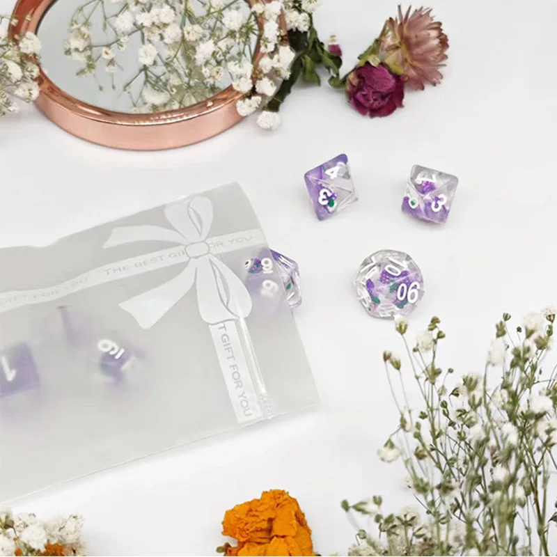 7Pcs/Set Transparent DND Dice D4 D6 D8 D10 D12 D20 Game Dice Polyhedral Mold Playing Game Toys for Home Decor Digital Accessorie