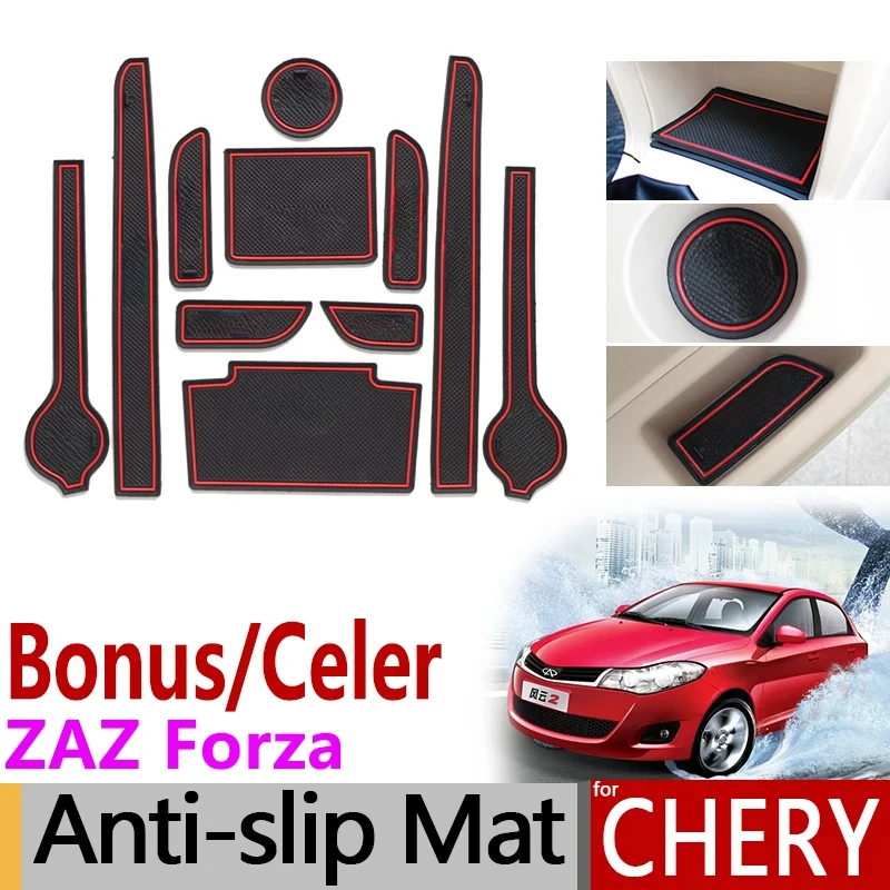 Anti-Slip Gate Slot Mat Rubber Coaster for Chery Very Celer Fulwin 2 Storm Bonus ZAZ Forza MVM 315 Accessories Car Sticker 11PCS