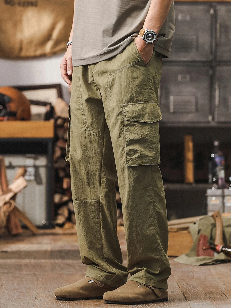 American Sle Qui Dry Waterproof Work Trousers Men Summer Thin Ice Silk Loose Straight Casual Outdoor Pants