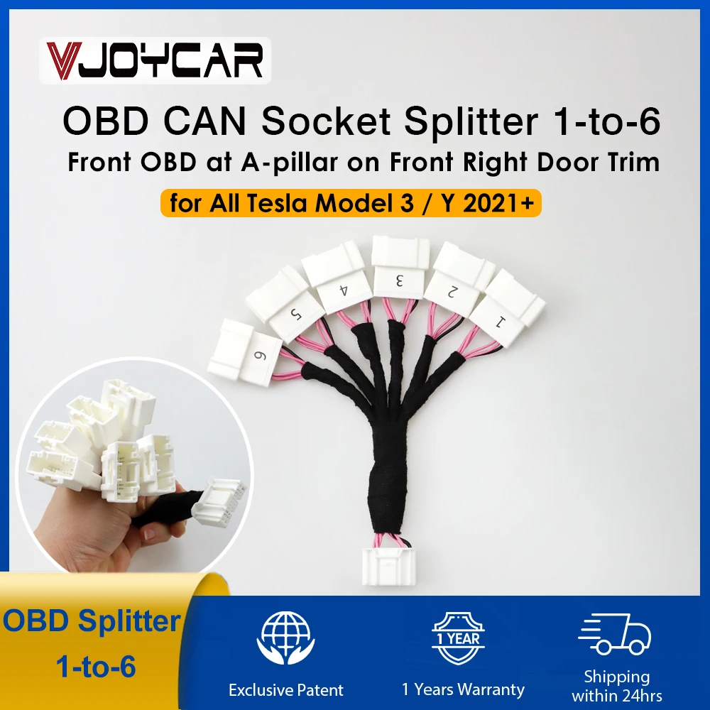 for Tesla OBD Splitter 1-to-6 OBD CAN Socket Plug 20PIN One-to-Six Plug Adapter Right Front Door A-pillar