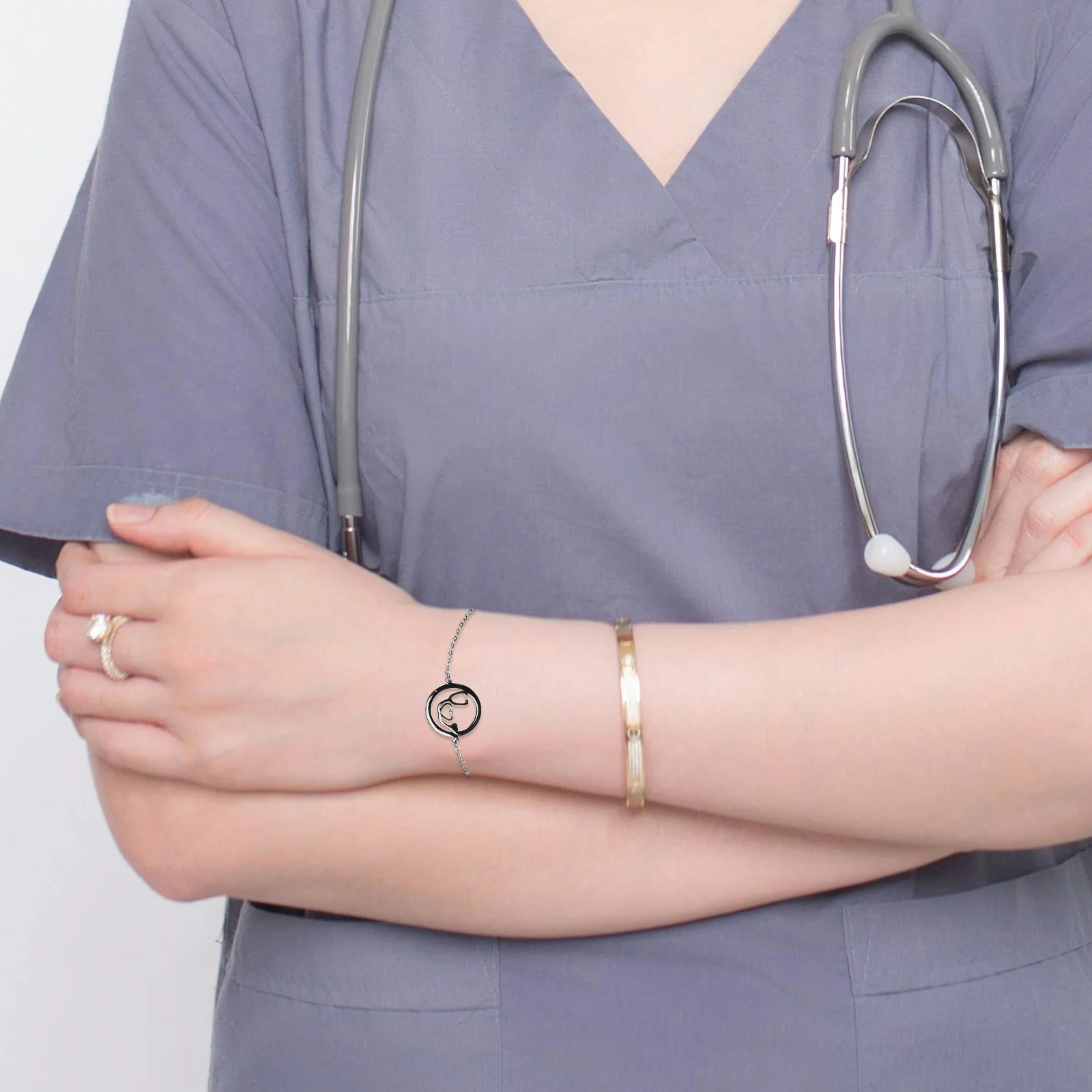 

Stethoscope Bracelet Gift Nurse Presents Girl Accessories for Women Stainless Steel Adjustable Bracelets Miss Nurses Day