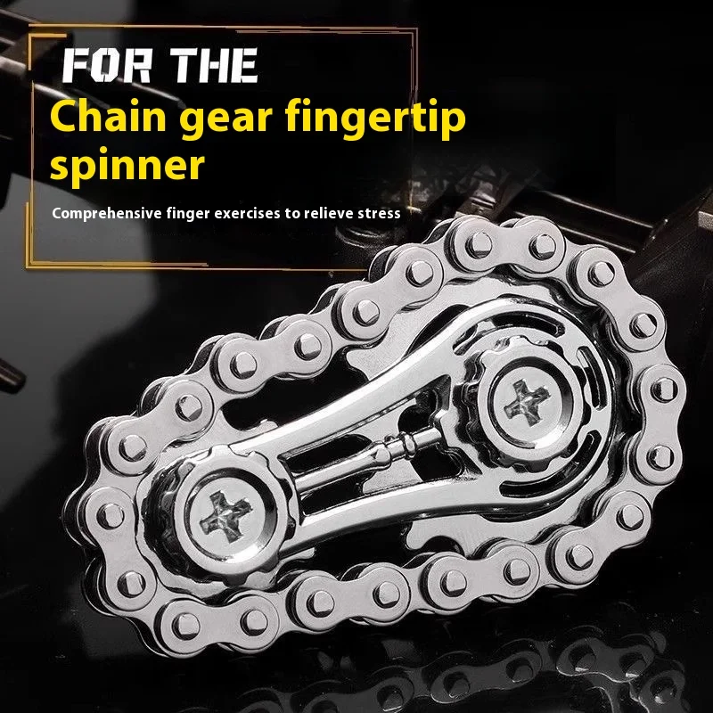 Metal Gear Fidget Spinner Bike Chain Toy DIY Mechanical Spinner for Adults Stress Relief Silent Desk Gadget