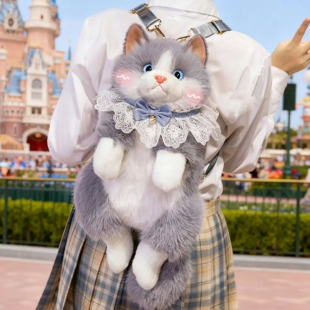 

Super Realistic Simulated Puppet Cat Backpack Cute Cartoon Cat School Bags Stuffed Animals Travel Storage Animals Bag