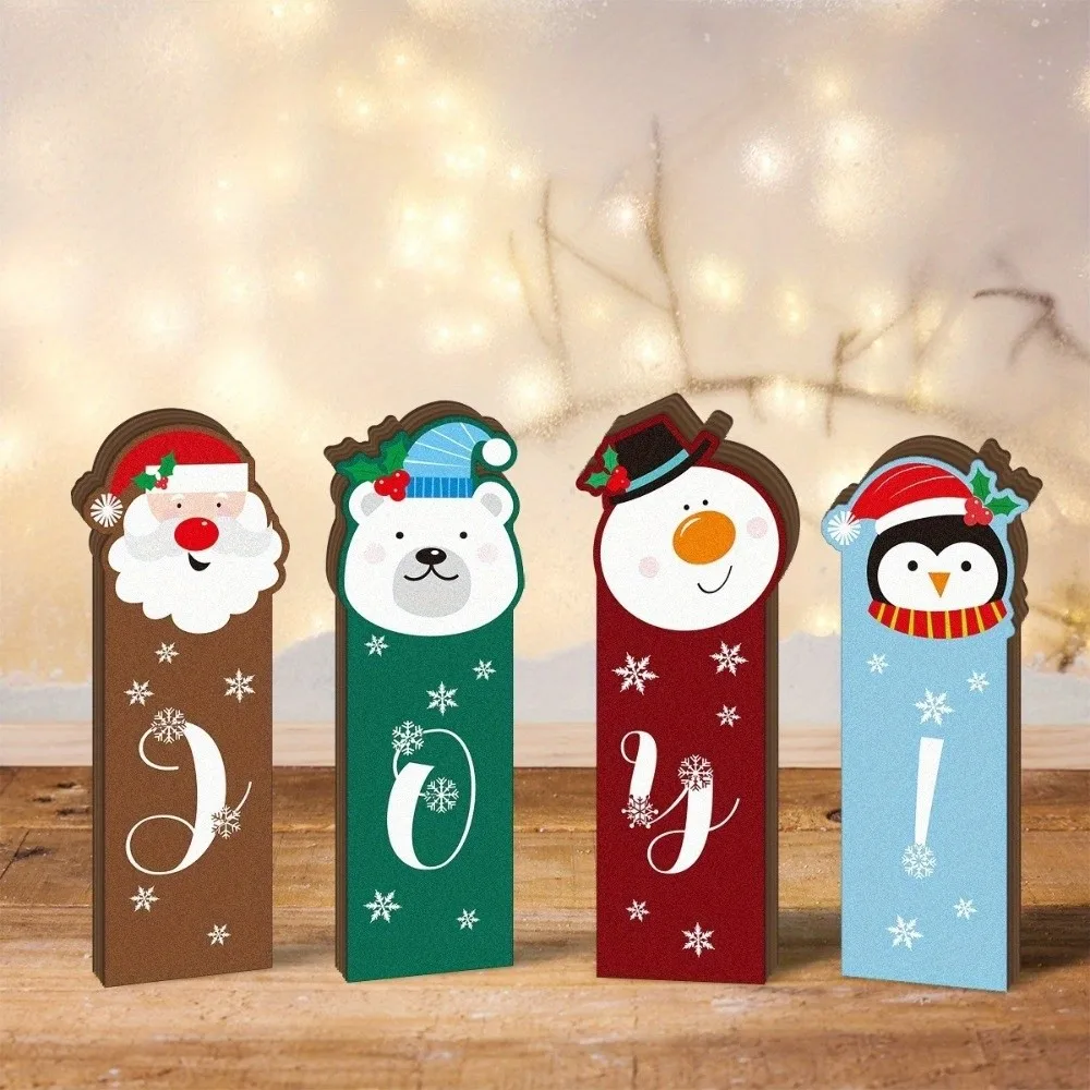 3/4pcs 2D Flat Christmas Snowman Decorations Vintage Self Standing Wooden Desktop Ornaments Rustic Farmhouse Style Exquisite