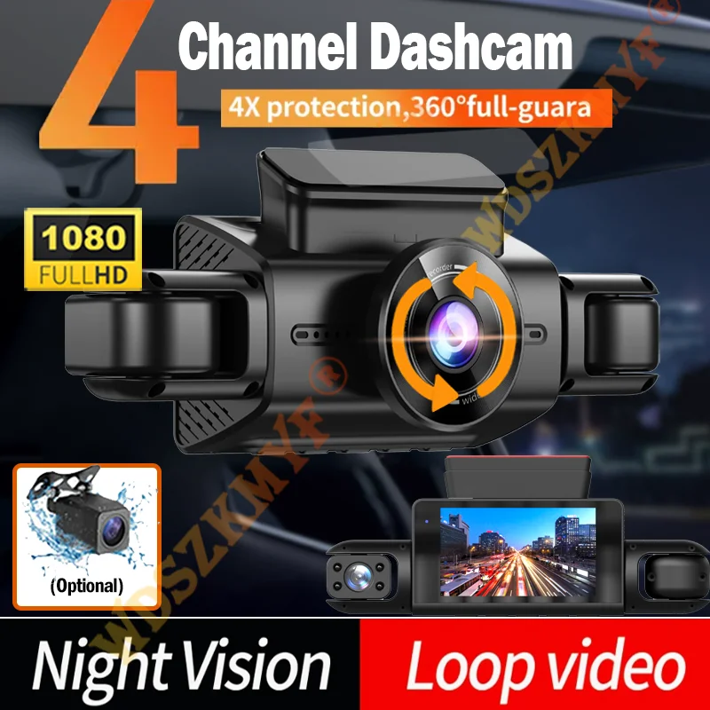 

3/4 канала 360 ° Видеорегистратор 1080P Автомобильный видеорегистратор 24H Монитор парковки спереди и справа с заднего вида Ночное видение Черный ящик