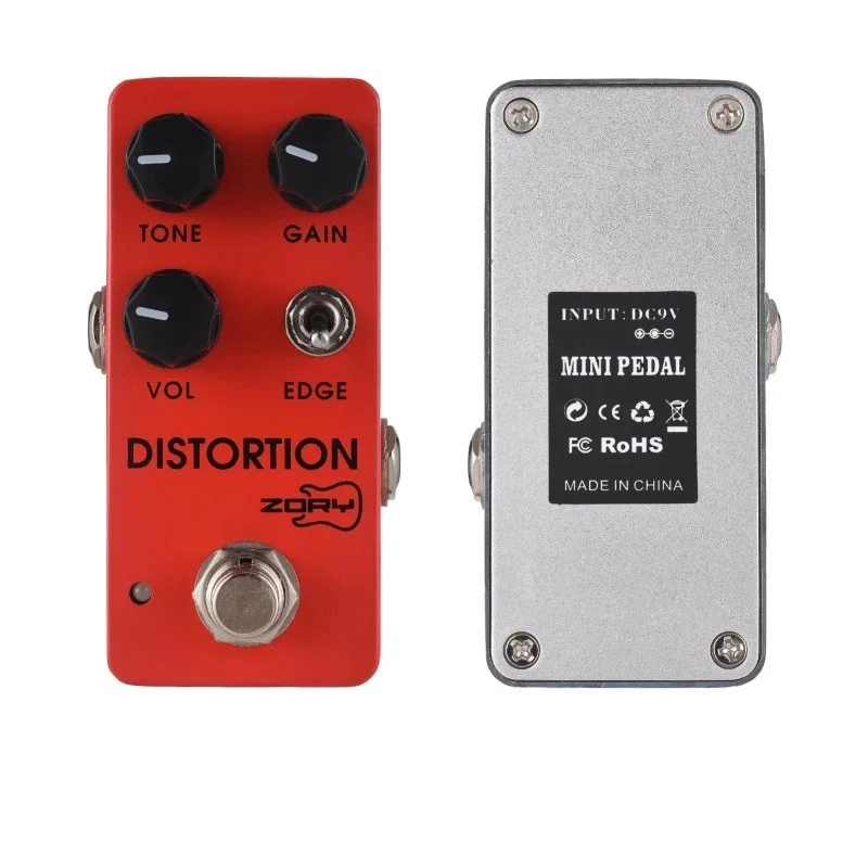 Guitar Metal Distortion Effects Pedal TONE/GAIN/VOL/EDGE DC 9V 6.35mm Input/Output Interface Aluminum Alloy Electric Guitar ZORY
