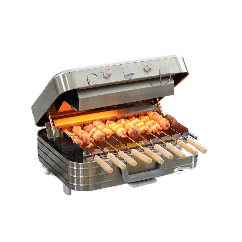 

Folding electric barbecue grill Household smokeless electric grill Indoor grill machine Camping barbecue automatic rotation