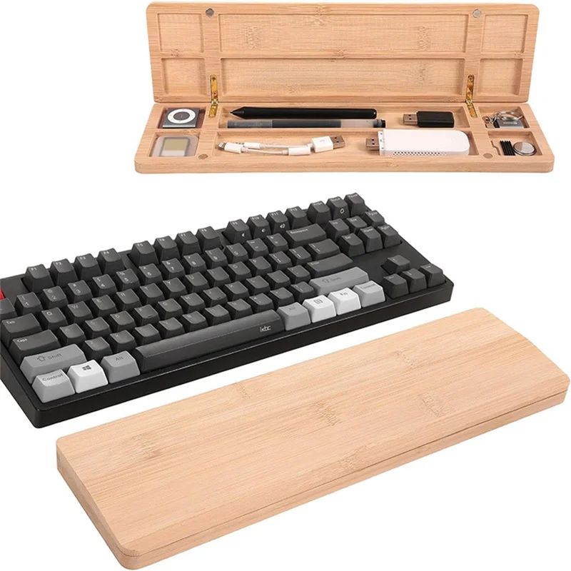 

Keyboard Wrist Rest Support With Storage Tray Gamers Writers Relief Hand Fatigue Use For Office, Computer, Laptop