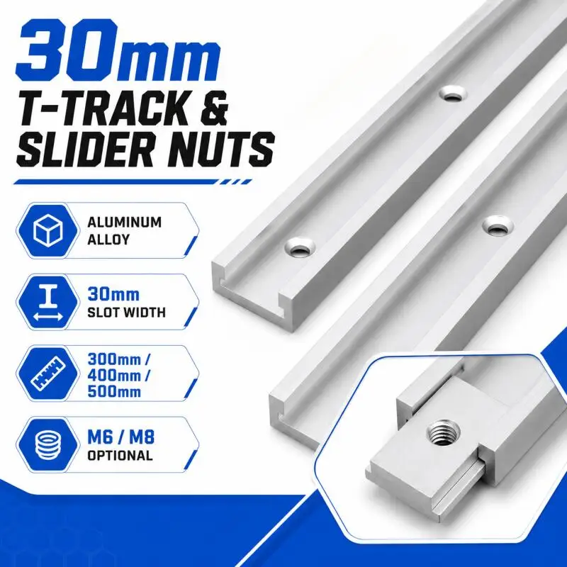 T-Track Slot Aluminum 30/40/50cm Miter Track Jig Fixture T-Slot Rail for Woodworking Slide Guide