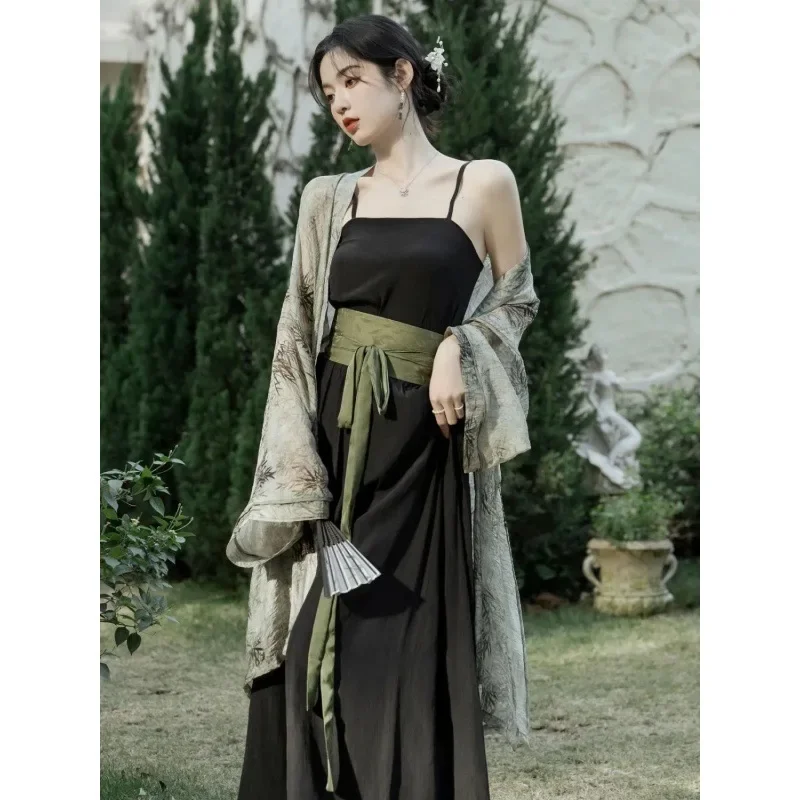 Women Classic Song Dynasty Costume New Chinese Style Hanfu Qipao Kimono Robe Jumpsuits Set Elegant Traditional Chinese Clothing