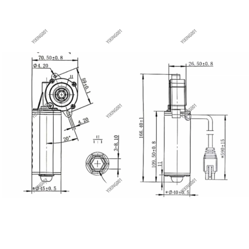 24V DC Gear Linear Actuator 107RPM - 22.6W 96A(94A10) Lift Table Motor Industrial Lifting Replacement Part