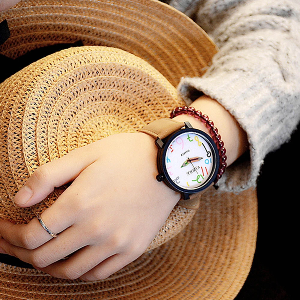 Top Brand YAZOLE Children's Watch Fashion Pencil Pointer Quartz Watch Leather Belt Fashion Sport Watch for Kids Boys Girls