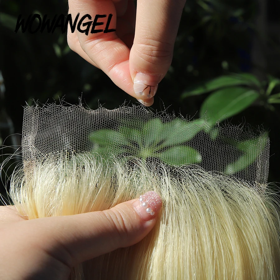 Wow Angel 5x5 HD Lace Closure Frontal Only 613 Blonde 24in Body Wave Human Hair Pre Plucked Ultra Thin invisible Lace Melt Skins