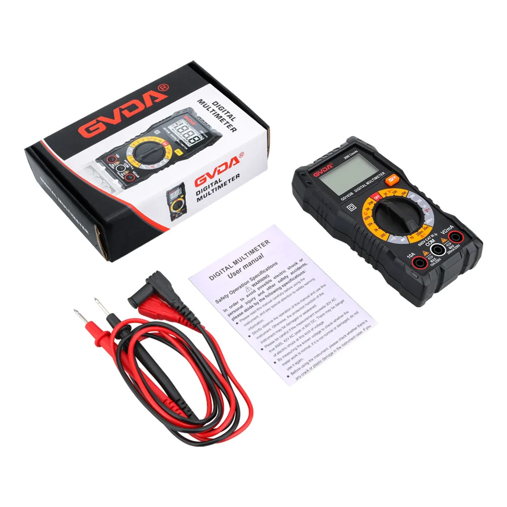 Imagem -06 - Gvda Multímetro Digital Dmm Voltímetro True Rms ac dc Ohm Medidor de Tensão Tester Resistência 2000 Contagens Multitester Diodo Tester